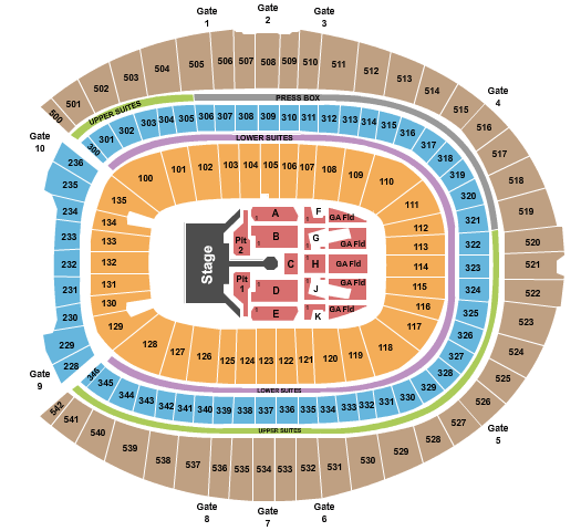 Rose Bowl Concert Seating Chart Rolling Stones