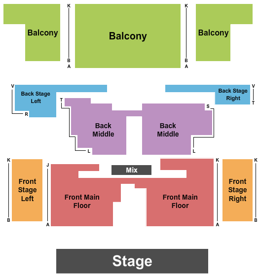 Bronson Centre Theatre Seating Chart: Endstage Front
