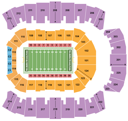Brookshire Grocery Arena Seating Chart: Football - Indoor