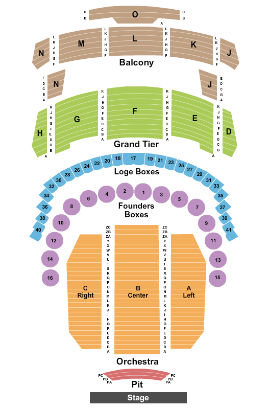 Brown Theater at Wortham Center Seating Chart: End Stage
