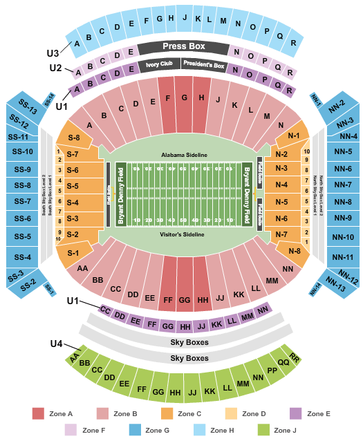 Bryant-Denny Stadium Map
