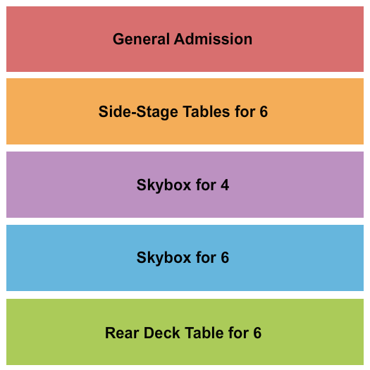 Buck's Backyard Seating Chart: GA/Side Stage/Sky Box/Rear Deck