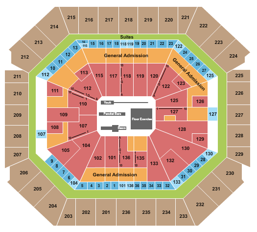 Bud Walton Arena Seating Chart: Gymnastics