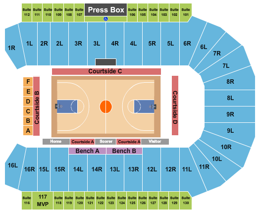 CAA Centre Seating Chart: Basketball