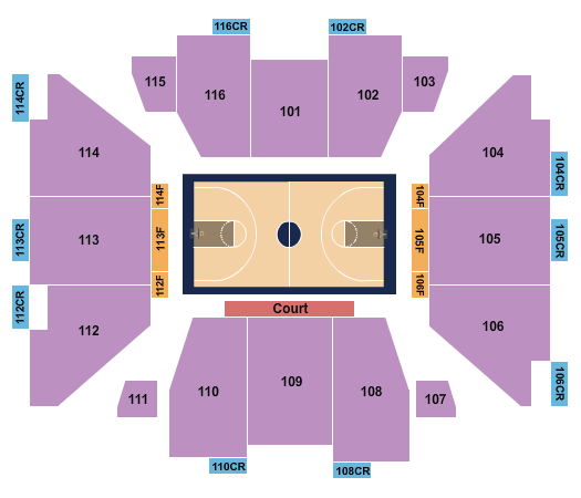 Dale E. and Sarah Ann Fowler Events Center Seating Chart: Basketball 2019-20