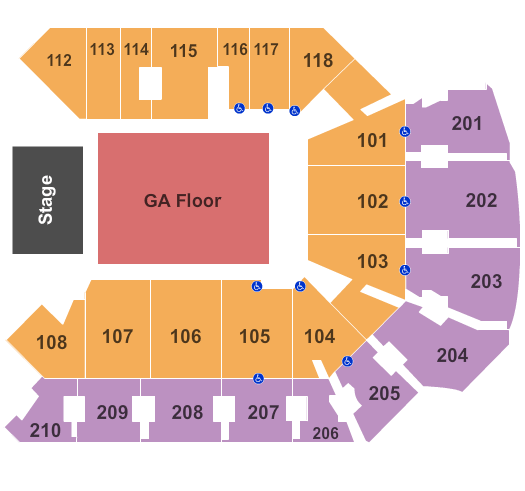 Addition Financial Arena Seating Chart: End Stage GA