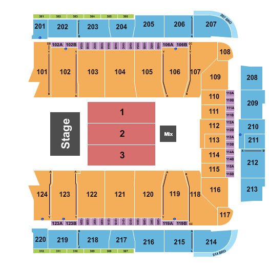 CFG Bank Arena Seating Chart: Endstage Flr 1-3