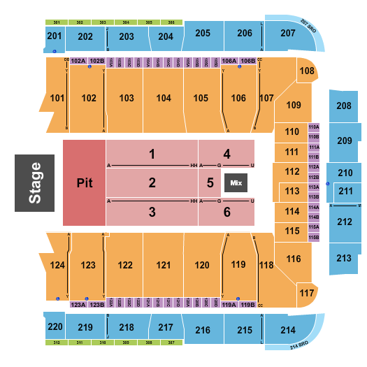CFG Bank Arena Seating Chart: Endstage Pit/Flr 1-6