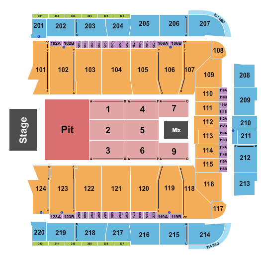 CFG Bank Arena Seating Chart: Endstage Pit/Flr 1-9