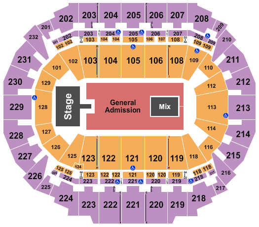 CHI Health Center Omaha Seating Chart: Endstage GA Floor with Catwalk