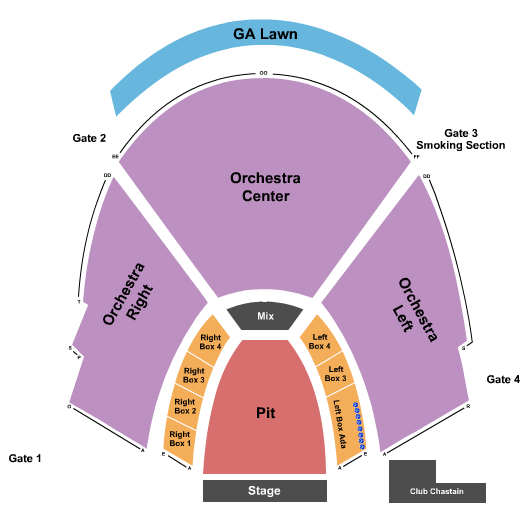 Cadence Bank Amphitheatre at Chastain Park Seating Chart: Concert No Tables 2