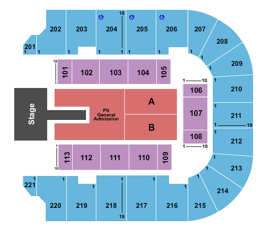 Cadence Bank Arena Seating Chart: Endstage GA Pit w/ Catwalk