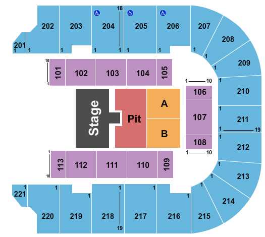 Cadence Bank Arena Seating Chart: Half House - GA Pit