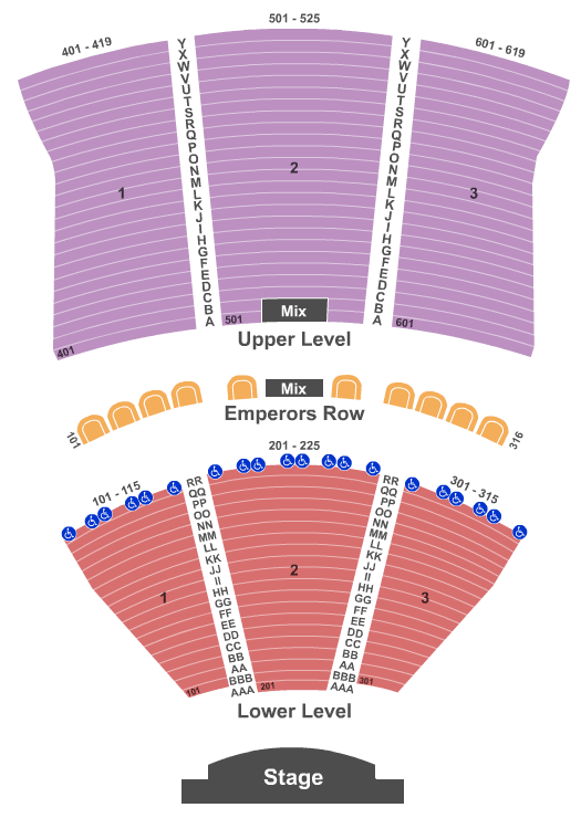 Caesars Atlantic City Seating Chart: End Stage