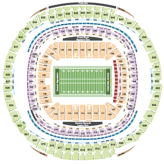 Caesars Superdome Seating Chart: Football - New Orleans Bowl