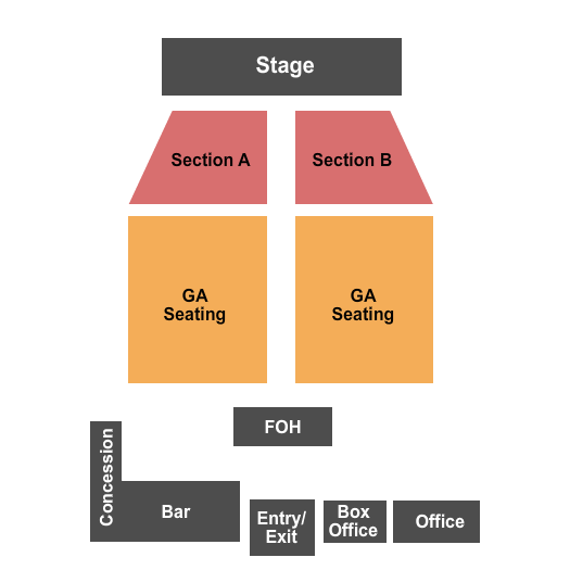 Cains Ballroom Seating Chart: Front RSV & GA