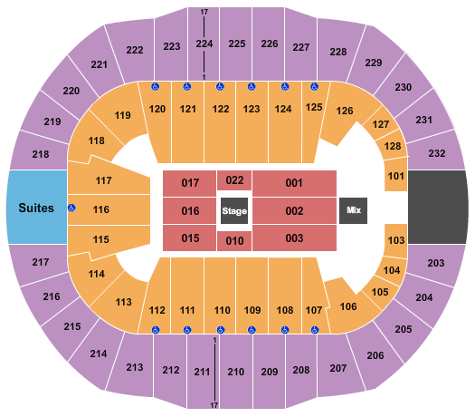 Cajundome Seating Chart: Center Stage 1
