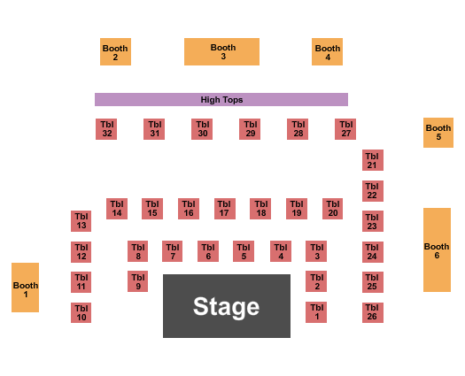 California Room at The Ice House Seating Chart: Endstage Tables