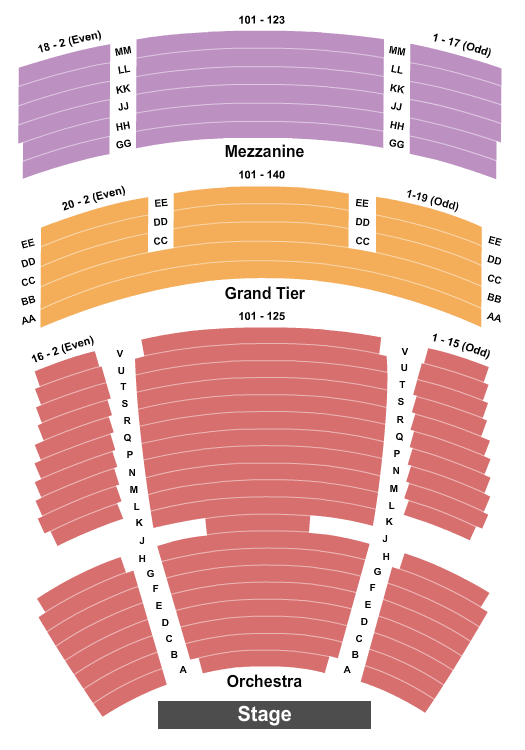 California Theatre - San Jose Seating Chart: End Stage