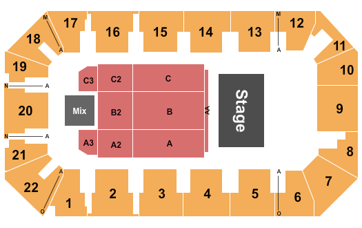 1st Summit Arena at Cambria County War Memorial Seating Chart: Godsmack