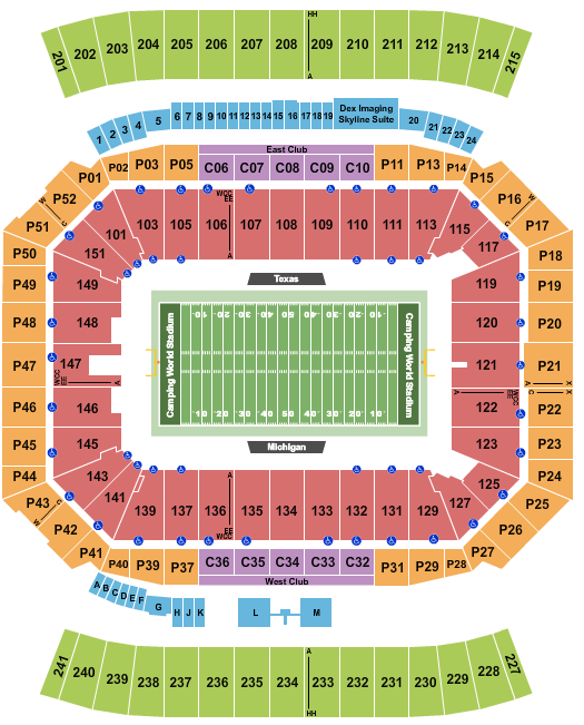 Camping World Stadium Seating Chart: Football - Citrus Bowl