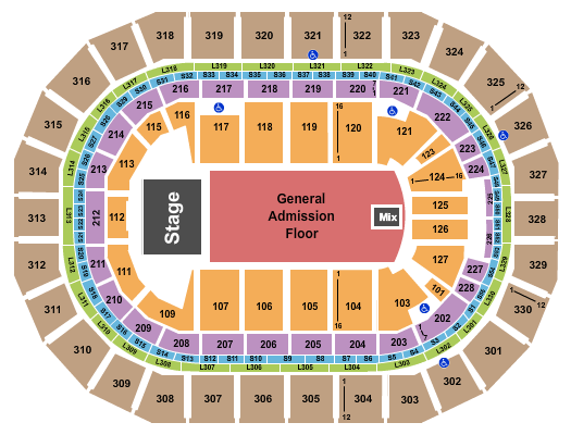 Canada Life Centre Seating Chart: End Stage GA Floor