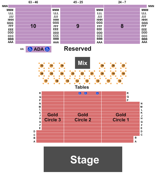 Cannery Hotel & Casino Seating Chart: Endstage Tables 2