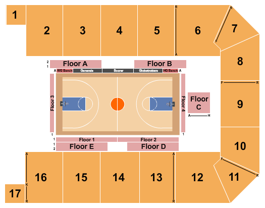 Canton Memorial Civic Center Seating Chart: Basketball - Globetrotters