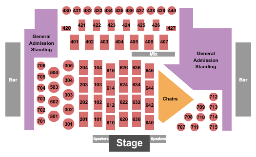 Canyon Club - Agoura Hills Seating Chart: Endstage - Rsvd Tables 2