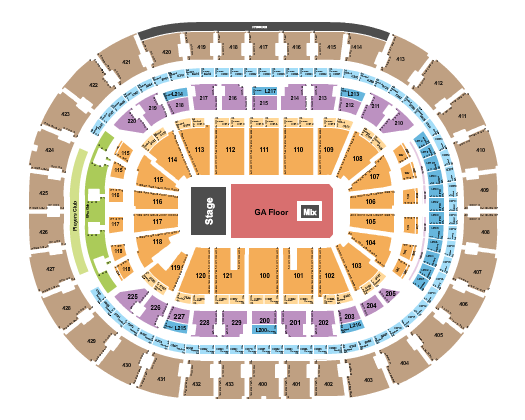 Capital One Arena Seating Chart: End Stage GA Floor