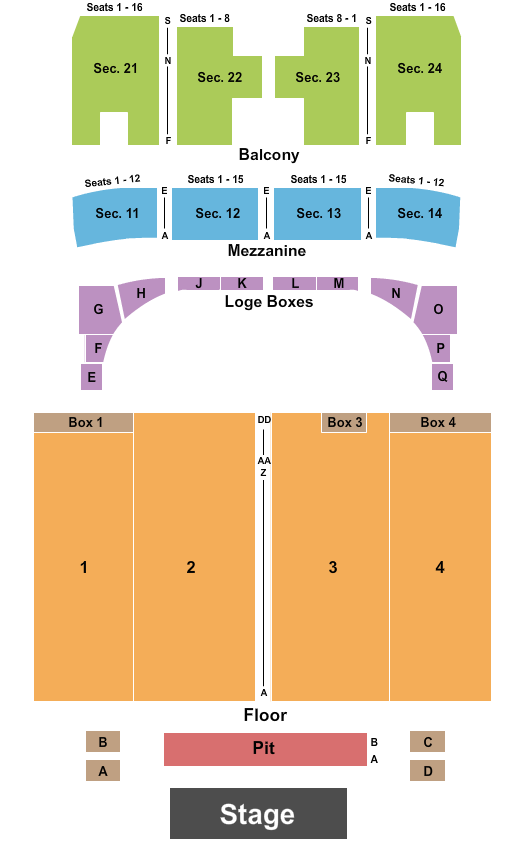 Capitol Theatre - Wheeling Seating Chart: Endstage Pit