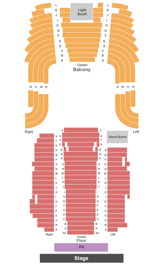 Carnegie of Homestead Music Hall Seating Chart: End Stage Pit
