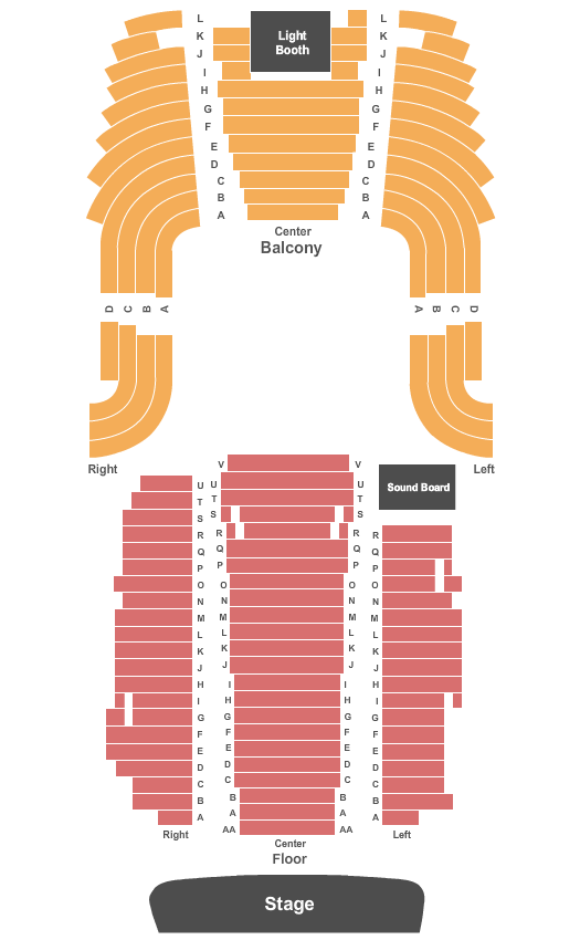 Carnegie of Homestead Music Hall Seating Chart: End Stage