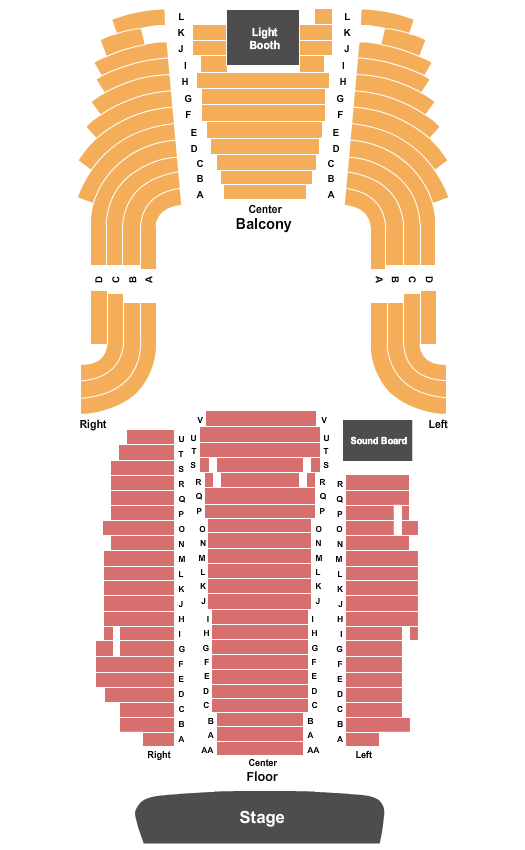 Carnegie of Homestead Music Hall Seating Chart: End Stage