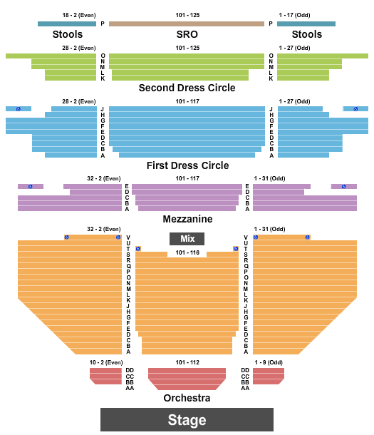 Carpenter Theatre at Dominion Energy Center Seating Chart: End Stage