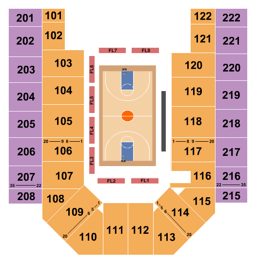 Ford Wyoming Center Seating Chart: Basketball