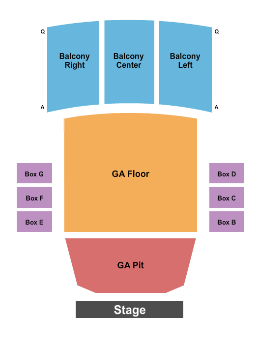 Masonic Jack White Theatre at the Masonic Temple Seating Chart: GA Pit/GA Flr/RSV Balc 2