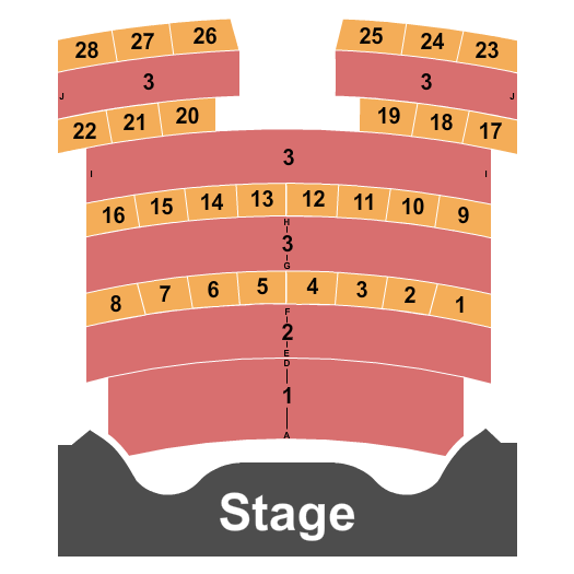 Celebrity Theater at The Claridge Hotel Seating Chart: Endstage