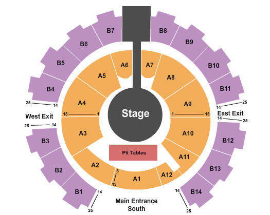 Celebrity Theatre - AZ Seating Chart: Center Stage Pit Tables