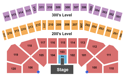 Celeste Center Seating Chart: End Stage Pit