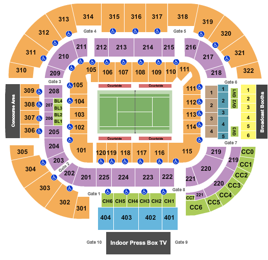 Center Court at Lindner Family Tennis Center Seating Chart: Tennis 3