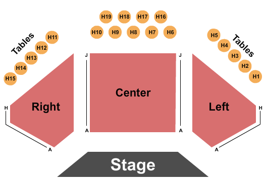 Hinman Auditorium At Center for the Arts of Bonita Springs Seating Chart: Endstage Tables 3