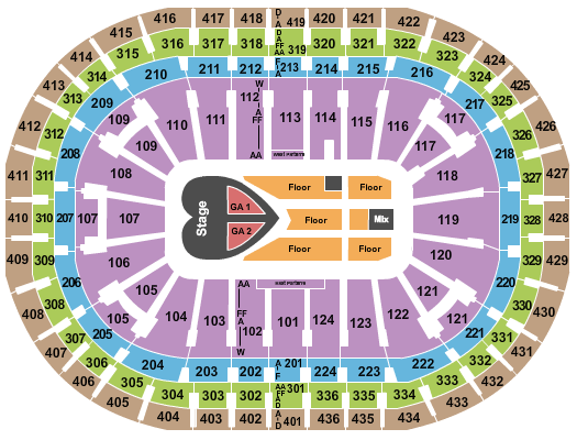Centre Bell Seating Chart: Pink