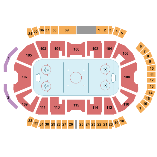 Centre Slush Puppie Seating Chart: Hockey 1