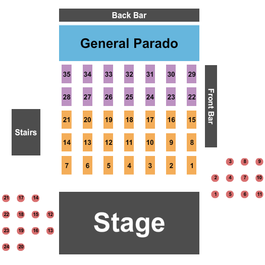 Centro Night Club Seating Chart: Endstage Tables