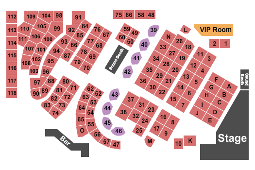 Century Casino - Calgary Seating Chart: Endstage Tables