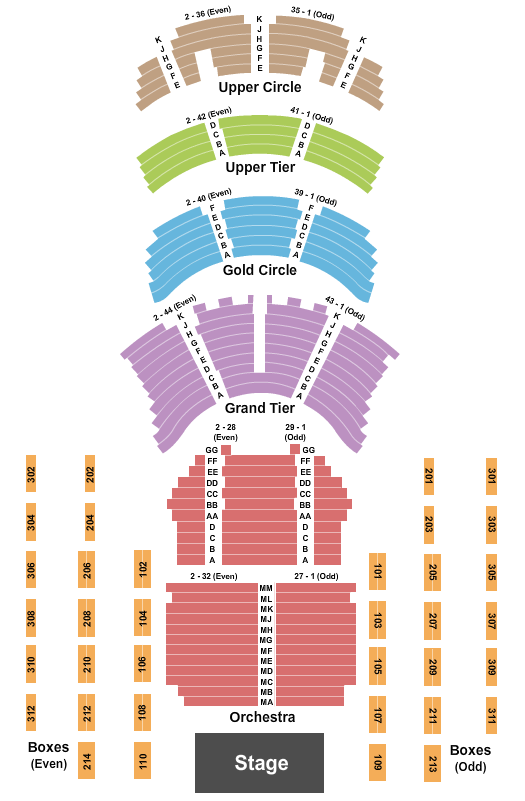 Cerritos Center Seating Chart: End Stage