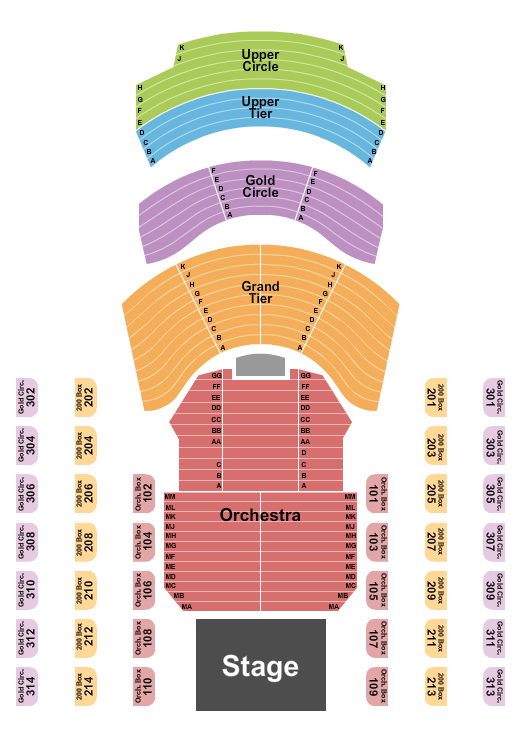 Cerritos Center Seating Chart: End Stage