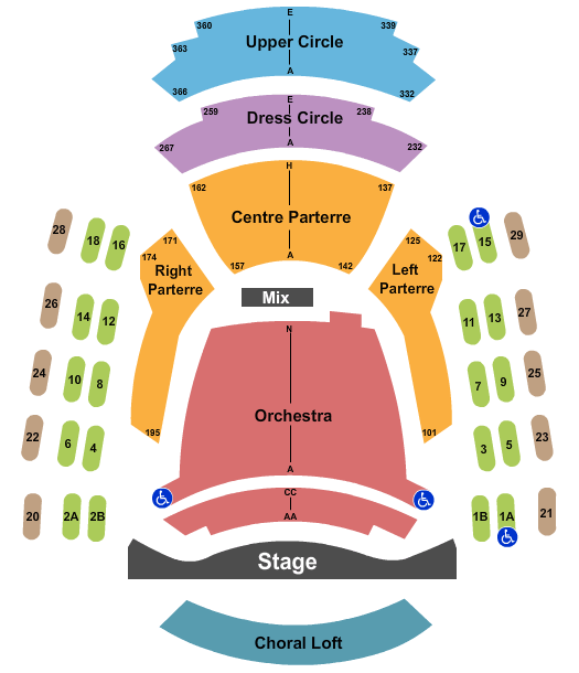 Chan Shun Concert Hall at Chan Performing Arts Centre Seating Chart: End Stage