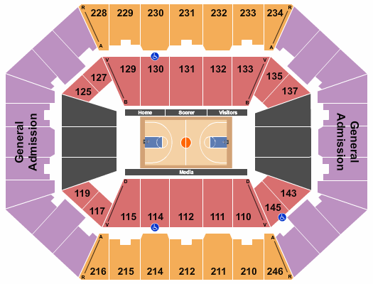 Charleston Coliseum & Convention Center - Charleston Seating Chart: Basketball GA 2